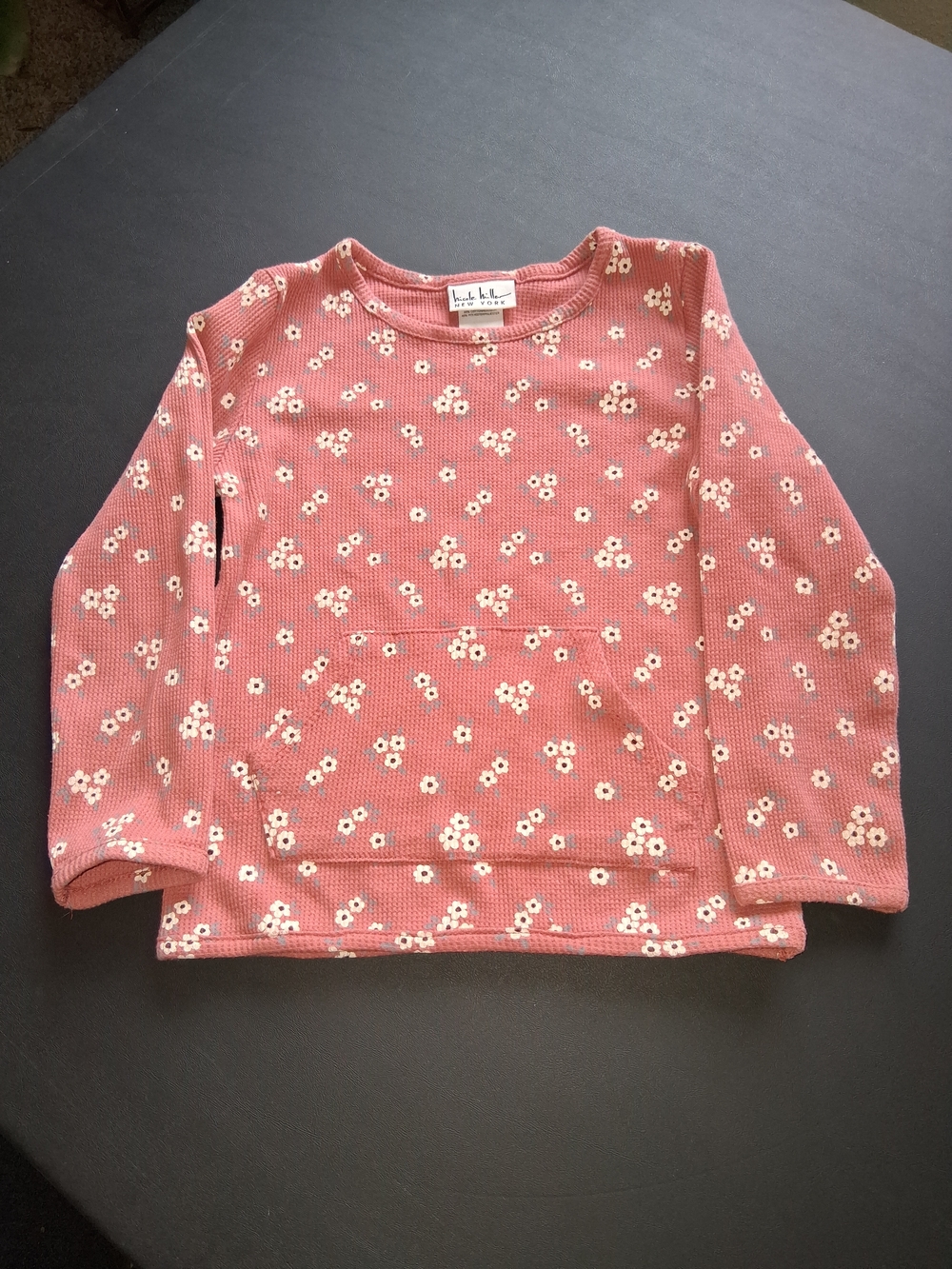 Nicole Miller- Kids Pink Floral Ribbed Long-Sleeve Shirt With Pocket Size-5